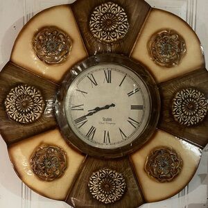 Brown and Cream Wall Clock